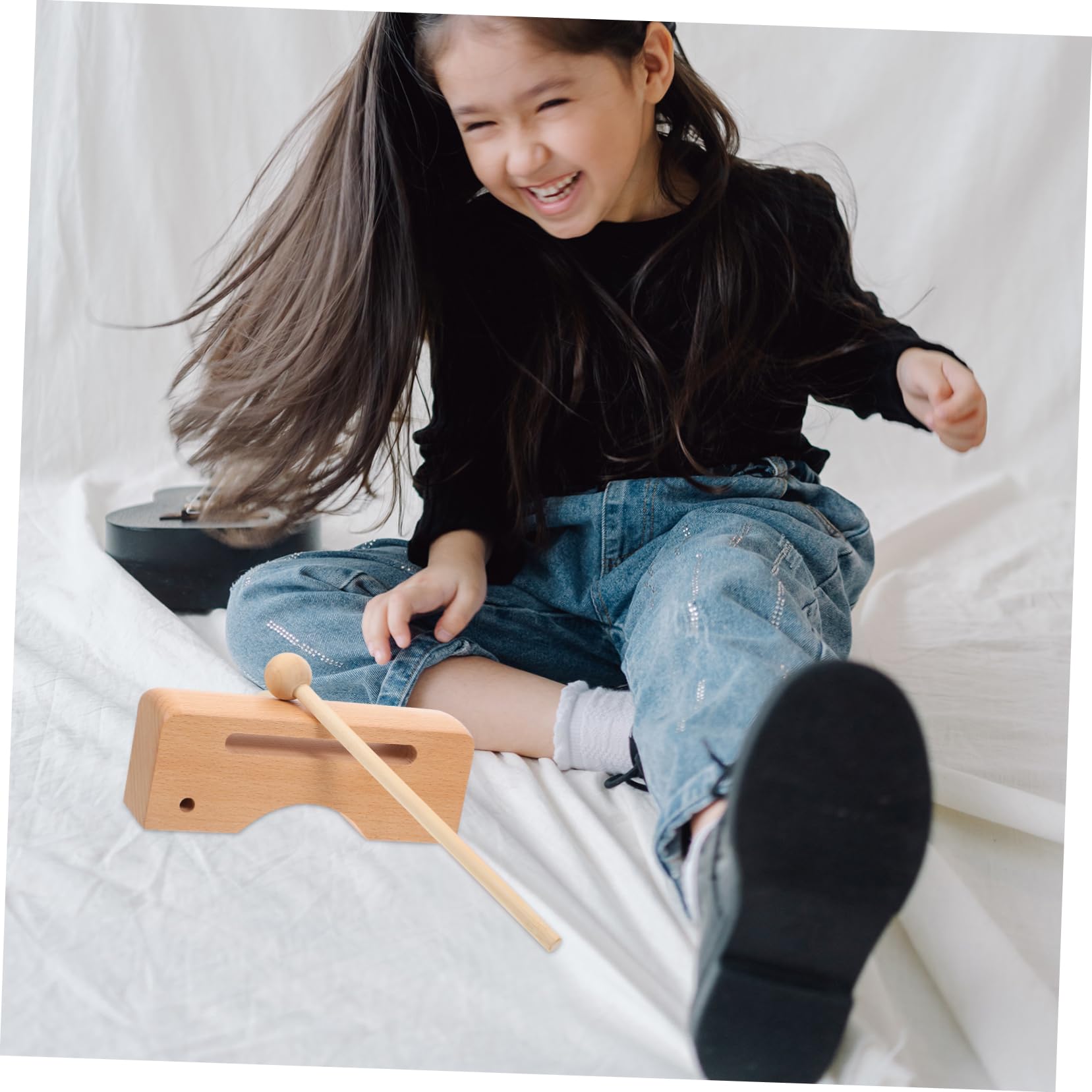 Holibanna Musical Wood Block Percussion Instrument Safe and Easy to Use Music Rhythm Tool for Wood Material Enhances Listening Skills for Early Music Education