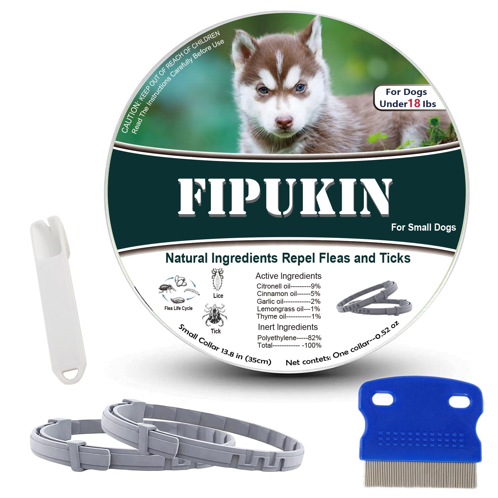 Flea and Tick Collar for Small Dogs, 2‑Pack | 442+ Positive Reviews, 8‑Month Waterproof Protection with Natural Essential Oils | Includes Comb & Tick Removal Tool