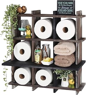 J JACKCUBE DESIGN Rustic Farmhouse Wooden Bathroom Shelves, Wooden Over The Toilet Shelf Toilet Paper Cabinet Tissue Roll ...