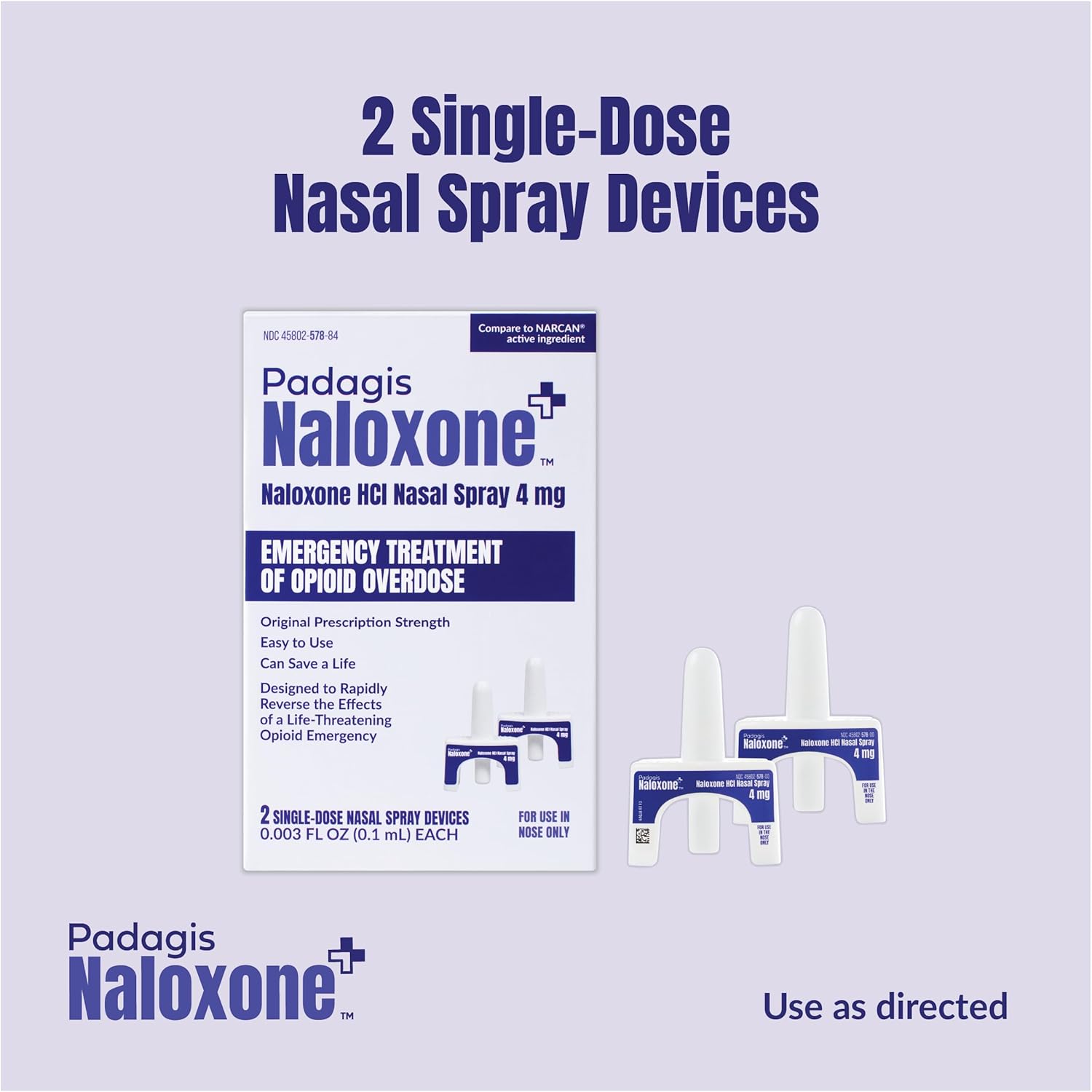 Naloxone HCI Nasal Spray, 4 mg – Emergency Treatment for Opioid Overdose - Rapid-Response Opioid Overdose Reversal, 2 Dose Single Use Nasal Spray - Image 4
