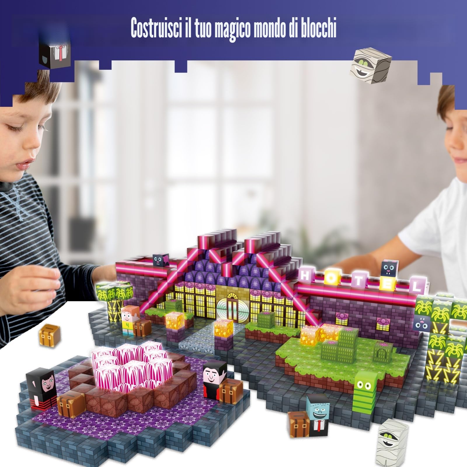 BINZKBB Costruzioni Magnetiche per bambini 198 Pezzi,Gioco STEM Cubi Magnetici Luminose con LED, Giocattoli Montessori Educativo per 5 6 7 8 9 12 Anni, Regalo per Natale/Compleanno