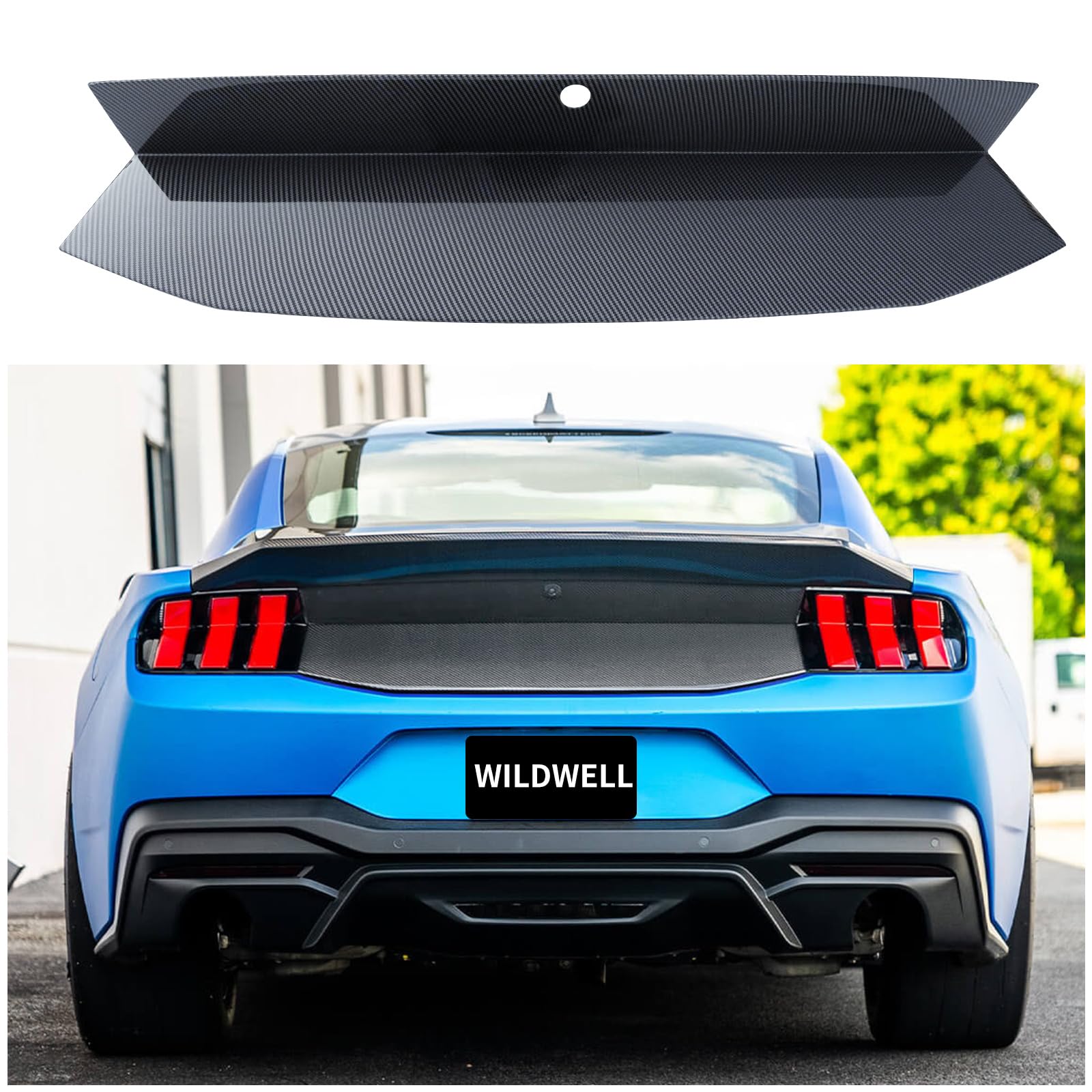 WildWell Trunk Decklid Panel Trim Compatible with 2024-2026 Ford Mustang
