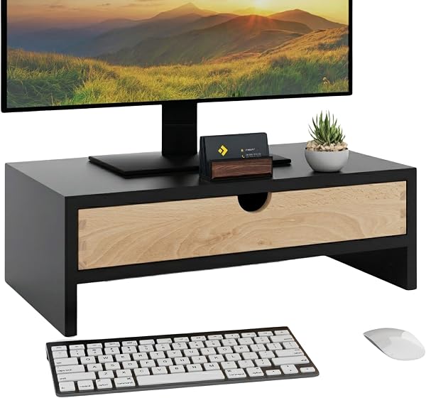 Rialzo monitor con cassetto nero