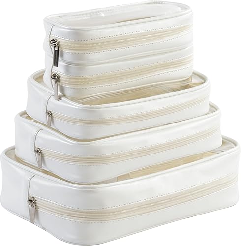 Vista 6 de Juego de 5 bolsas de pañales aprobadas por la TSA para niños, transparente, impermeable, TPU, juego de almacenamiento de artículos de tocador