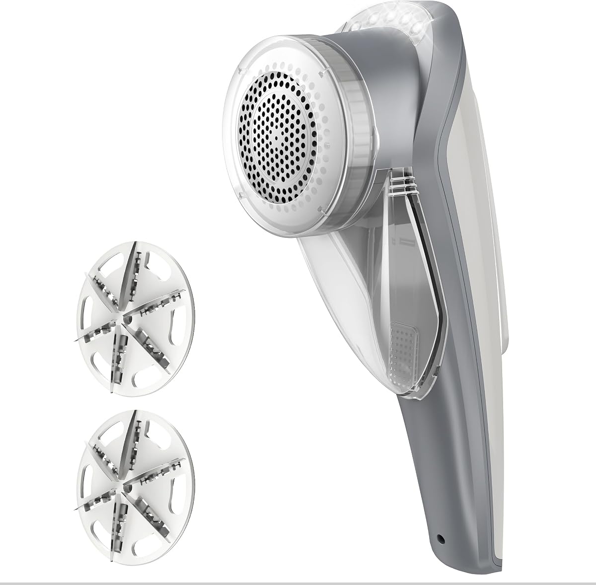 MR.SIGA Lint Remover Sweater Defuzzer with 2 Replaceable 6-Leaf Blades | Fabric shaver with 2 speeds, rechargeable electric lint fuzz remover with LED lights and 2 replaceable 6-leaf blades