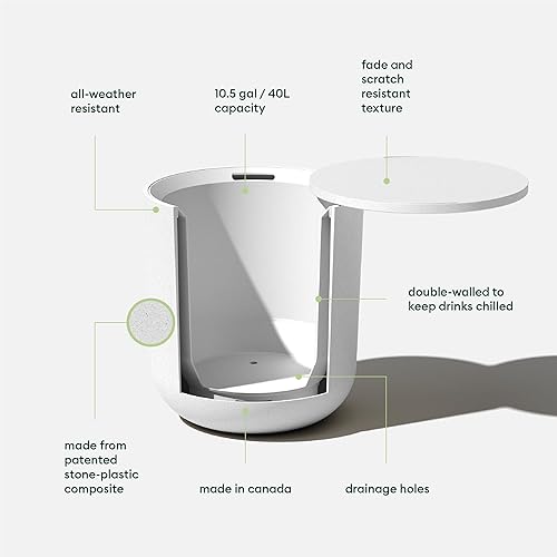 Miniatura 22 de Veradek Mesa auxiliar refrigerante - 2 en 1 - Diseñada para su uso como mesa auxiliar al aire libre, decoración de patio y baúl de hielo Arena