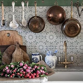 Alwayspon 24Pcs Retro Floral Matte Wall Tile Sticker Transfer Peel and S...