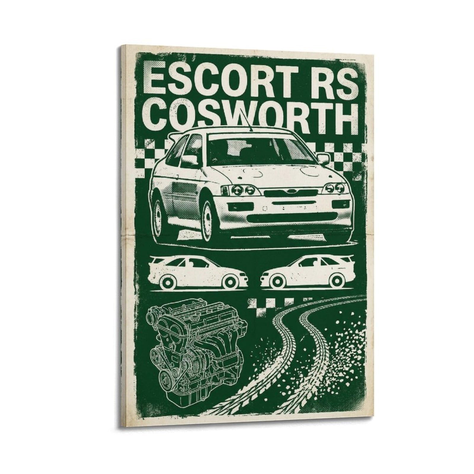 Xkuga Boys Frame-Style Motorsport Rally Car Poster Escort Rs Cosworth Racing Performance Modern Decorative Canvas Prints - Ideal Wall Art For Family, Man Cave, Game Room, & Girls Bedroom 20X30inch(50X75cm)