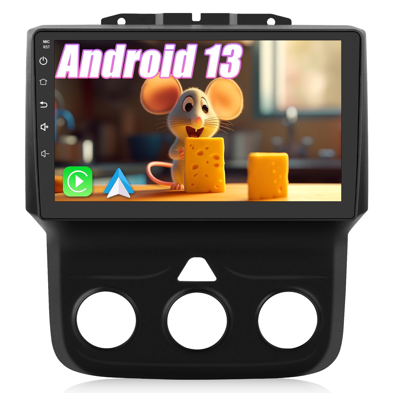 5G WiFi Car Radio for Dodge Ram 1500 2500 3500 2013 2014 2015 2016 2017 2018, Ram 1500 Radio 9-inch Touch Screen with Carplay Android Auto Bluetooth WiFi FM (for Manual AC)