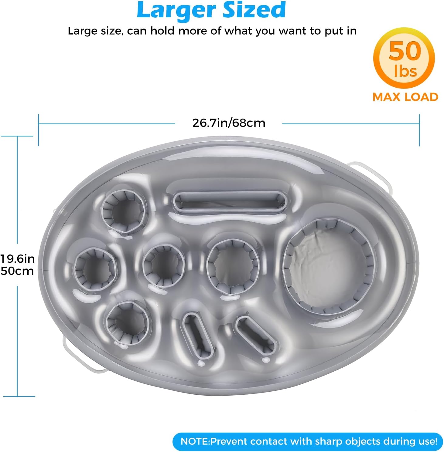 Inflatable Pool Drink Holder with Large Capacity, Floating Drink Float for Hot Tub, Pool, Beach & Party - Holds Drinks, Phones & Snacks, Easy Inflation