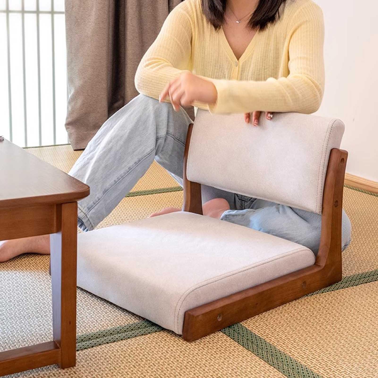 Sillón de meditación de Madera, japonés, sin Patas, Tumbona con Ventana, sofá cómodo para Leer y Ver la televisión.