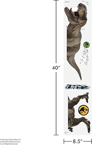 Miniatura 7 de Wall Palz Jurassic Park T-Rex - Calcomanía de pared grande de dinosaurio de 23 pulgadas con interacción de realidad aumentada 3D, decoración de