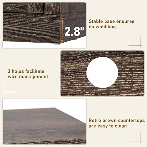 Miniatura 21 de Soporte de TV con chimenea de granja para TV de 70/75/80 pulgadas, centro de entretenimiento de 32 pulgadas de alto con chimenea eléctrica de 36