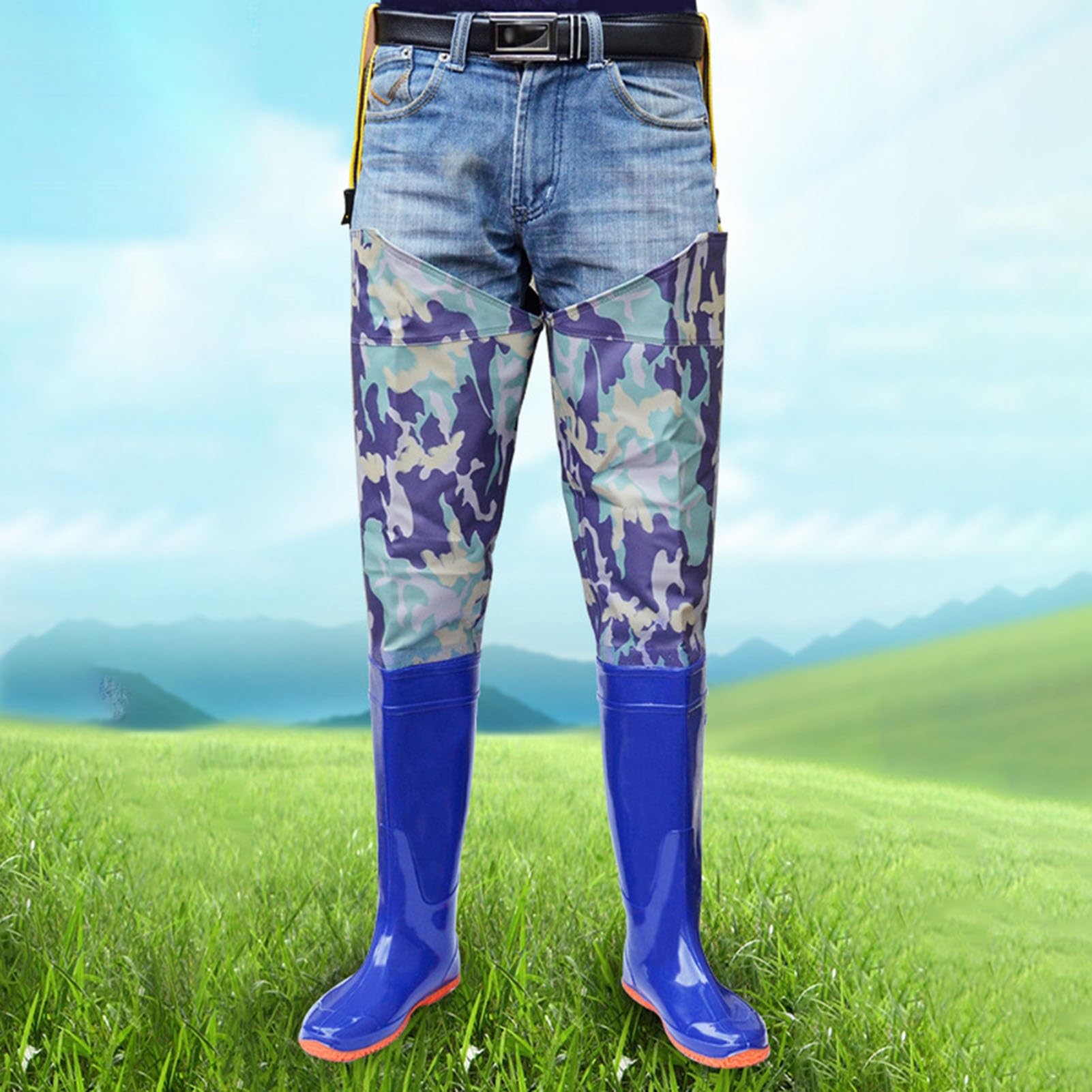 Stivali A Coscia Trampolieri da Pesca Impermeabili in PVC, Suola Oxford Antiscivolo e Leggeri per l'agricoltura, Il Giardinaggio e l'estrazione mineraria(44 EU)