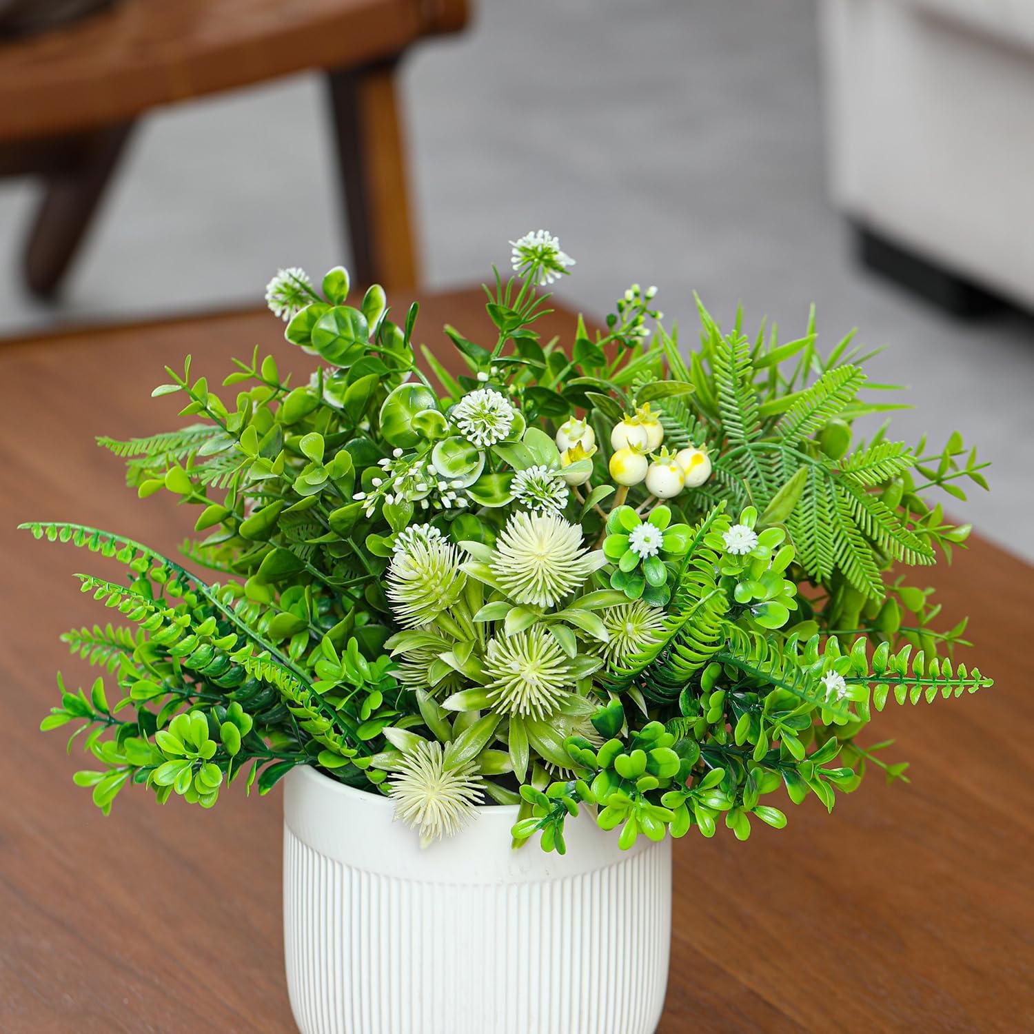 Fake Plants with Ceramic Pots, Artificial Plants Indoor, Faux Plant Flowers for Table Centerpiece Decorations Dining Room, Home Decor Living Room Bathroom Modern Farmhouse Decor