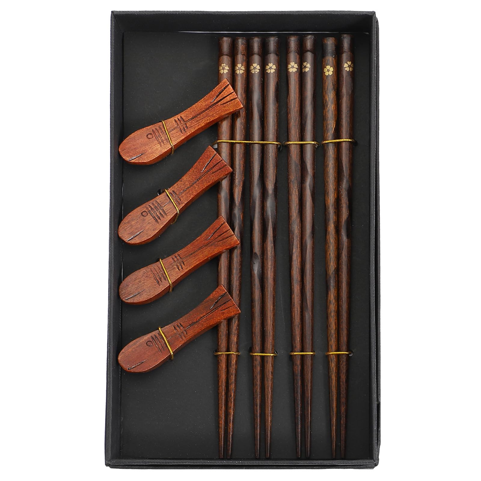 Palillos de madera para cocina juego de 4 pares de cubiertos asiáticos portátiles