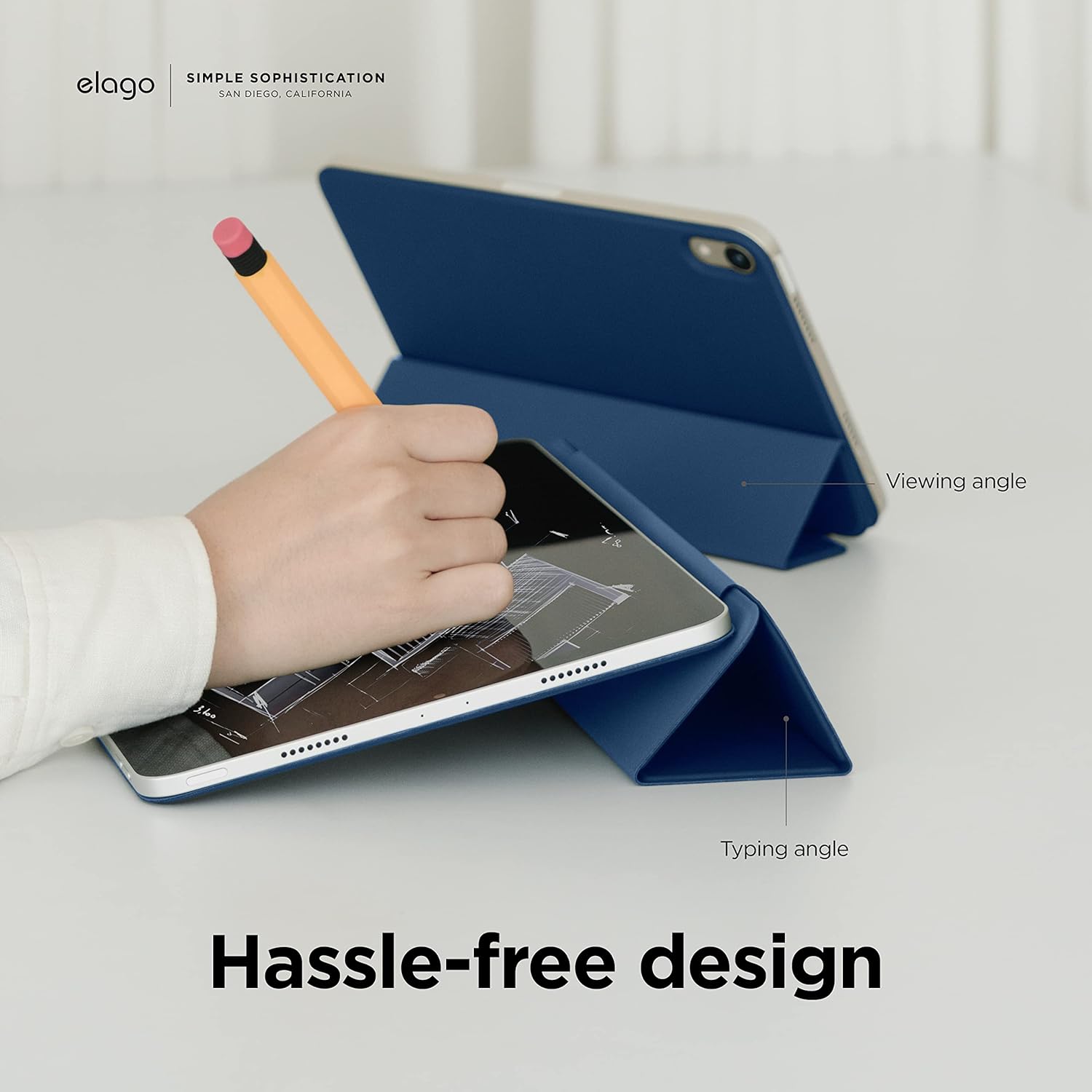 elago Case for iPad A16, 10th Generation - iPad Case with Magnetic Attachment to Metal Materials, Compatible with elago’s Apple Pencil case (Blue)