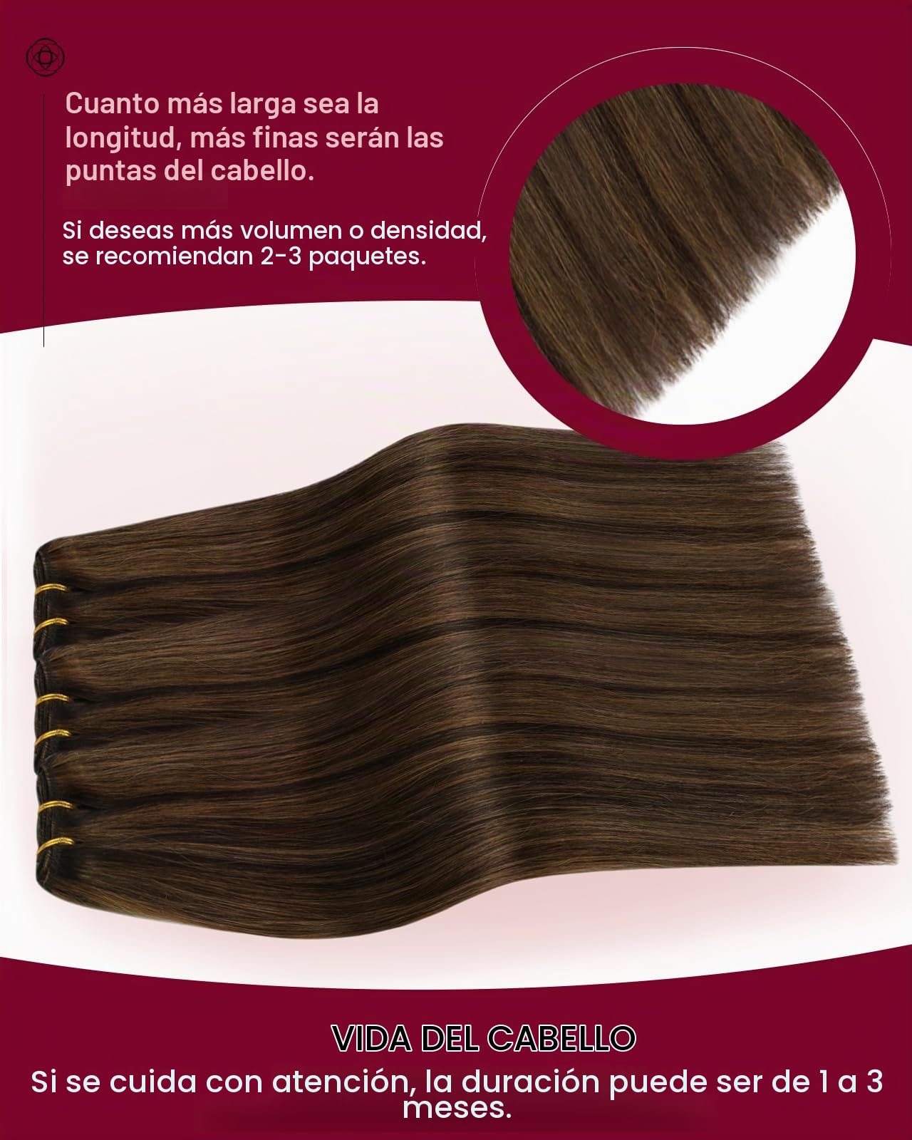 Moresoo Extensiones Pelo Natural Cortina Mechas Castañas 35cm 100g | Textura Suave y Sedosa, Instalación Profesional Recomendada, Ligero y Transpirable, Cabello Humano Remy, Doble Weft