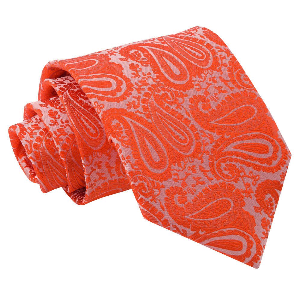 Dqt Men's Burnt Orange Paisley Floral Jacquard Tie – 9Cm Classic Width Necktie For Wedding Business & Formal Wear –