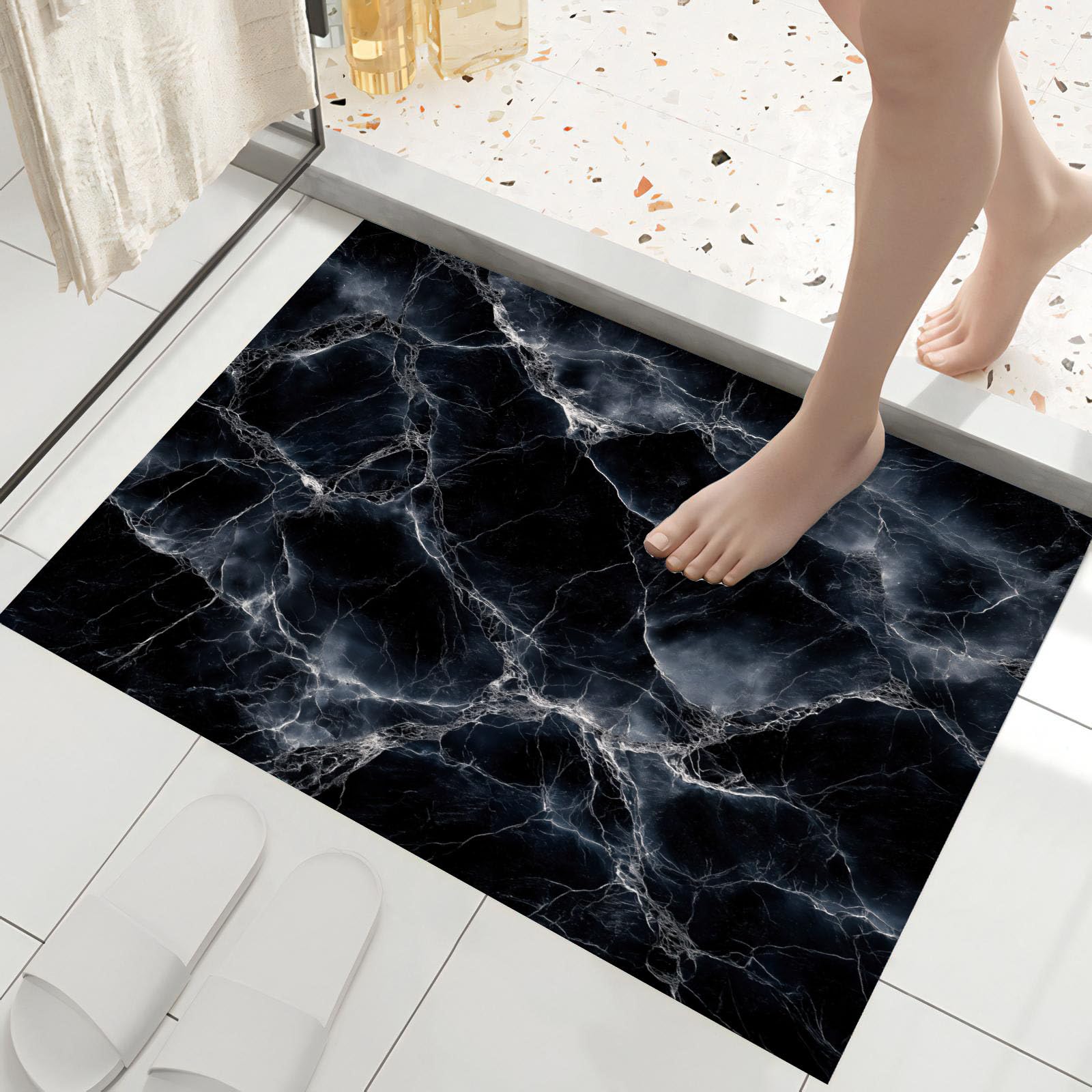 Felpudo entrada blanco y negro GDJSMIN de 80x120 cm lavable