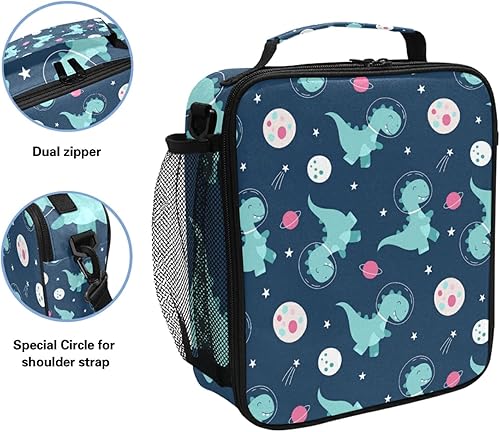 Miniatura 2 de Bolsa de almuerzo para niños, con aislamiento térmico, reutilizable, para escuela, niños, niñas, niños, mujeres, hombres (planeta astronauta