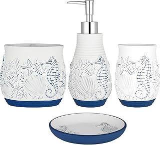 14 Beach Bathroom Ideas for Breezy Calm Coastal Style 48 Beach Theme Bathroom Accessory Sets 4PCs Bathroom Set Complete Embossed ...