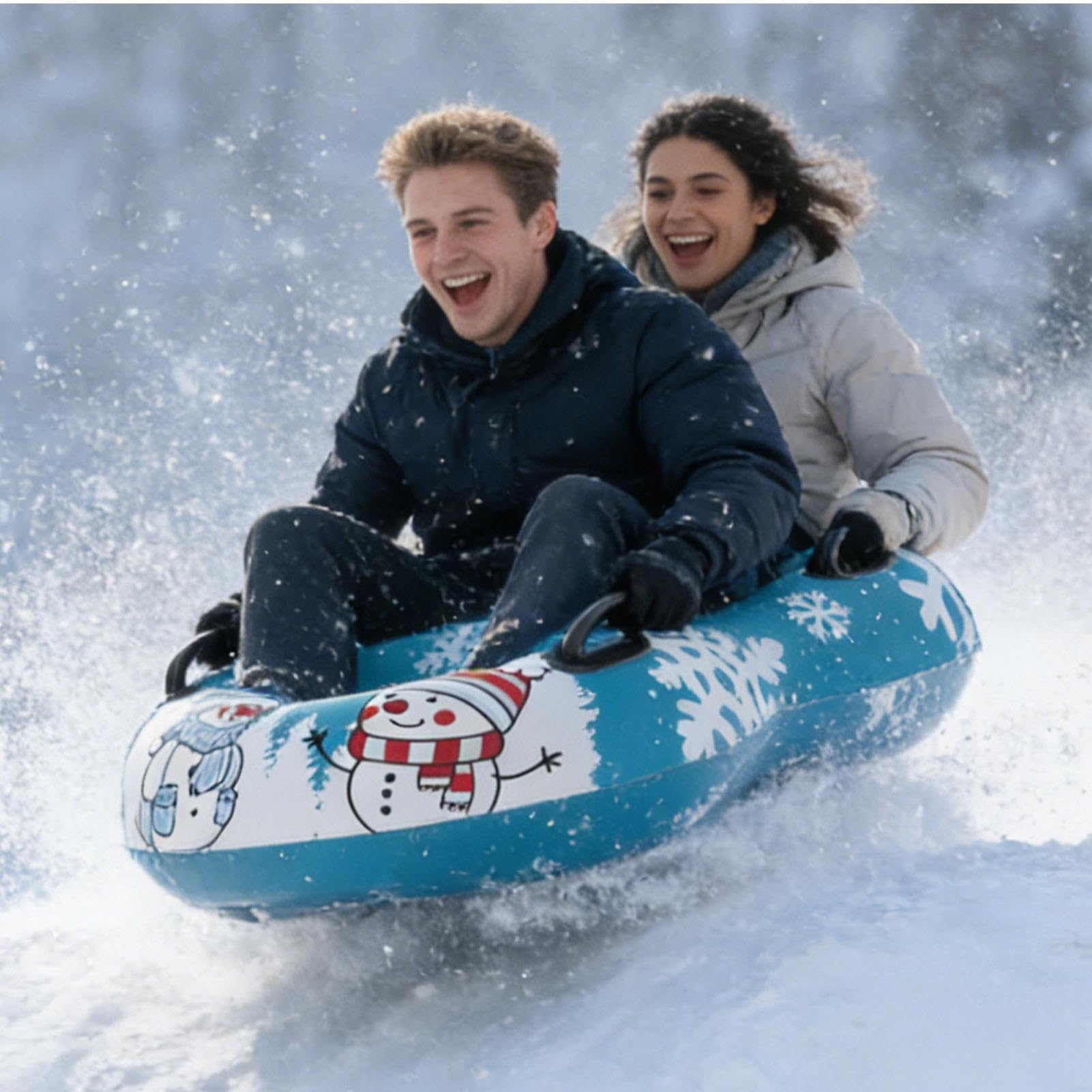 Tubi da Neve ad Alta Resistenza Slittino per 2 Persone Robusto con Maniglie | Grandi Tubi da Neve Adatto a Bambini Ragazzi Ragazze Adolescenti Adulti e Famiglia per Vacanze Invernali e Libero