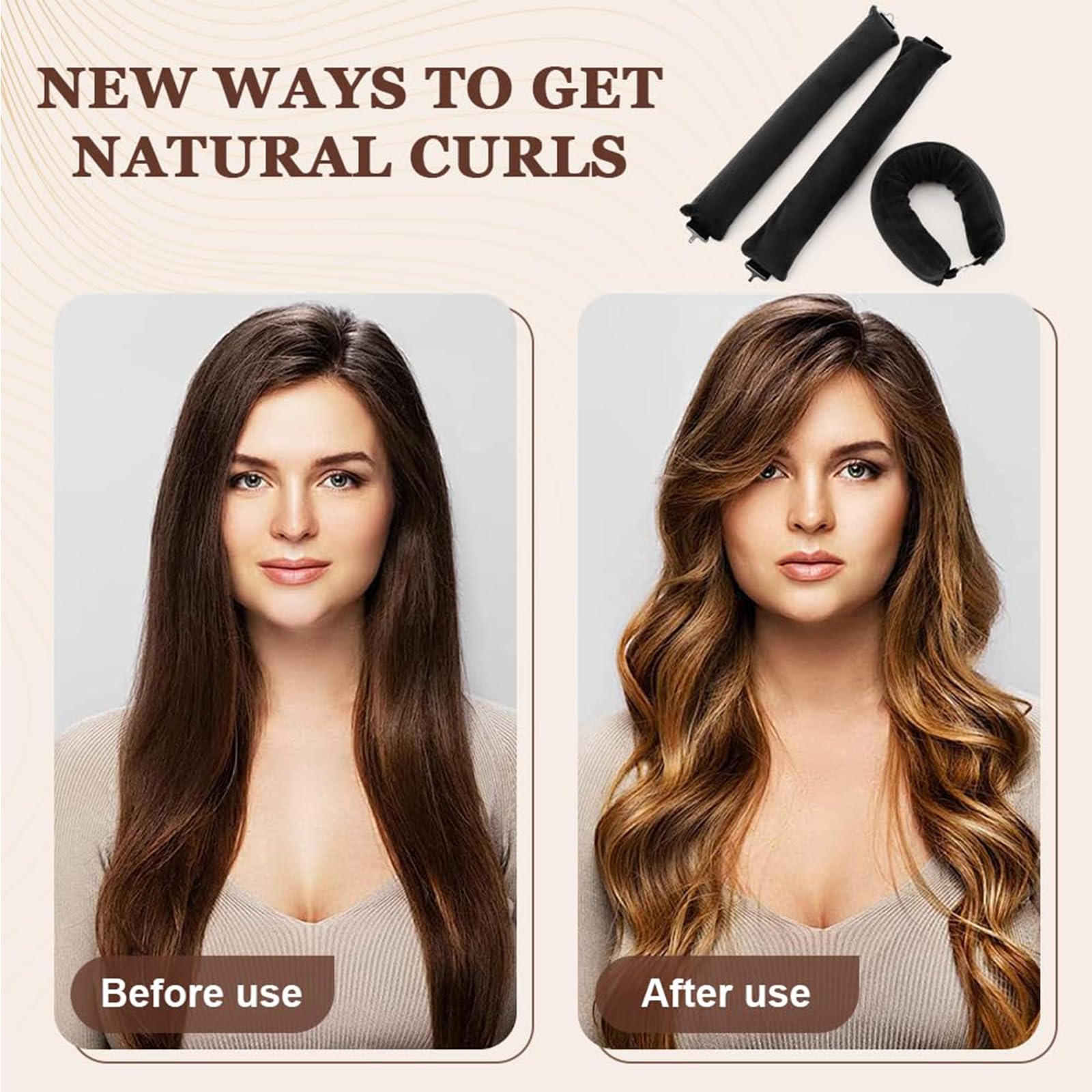 4 PCS Heatless Blowout Rods, With 1 PCS Soft Scarves+2 PCS Hair Loop, Overnight Blowout Rods, Heatless Curls - Image 4