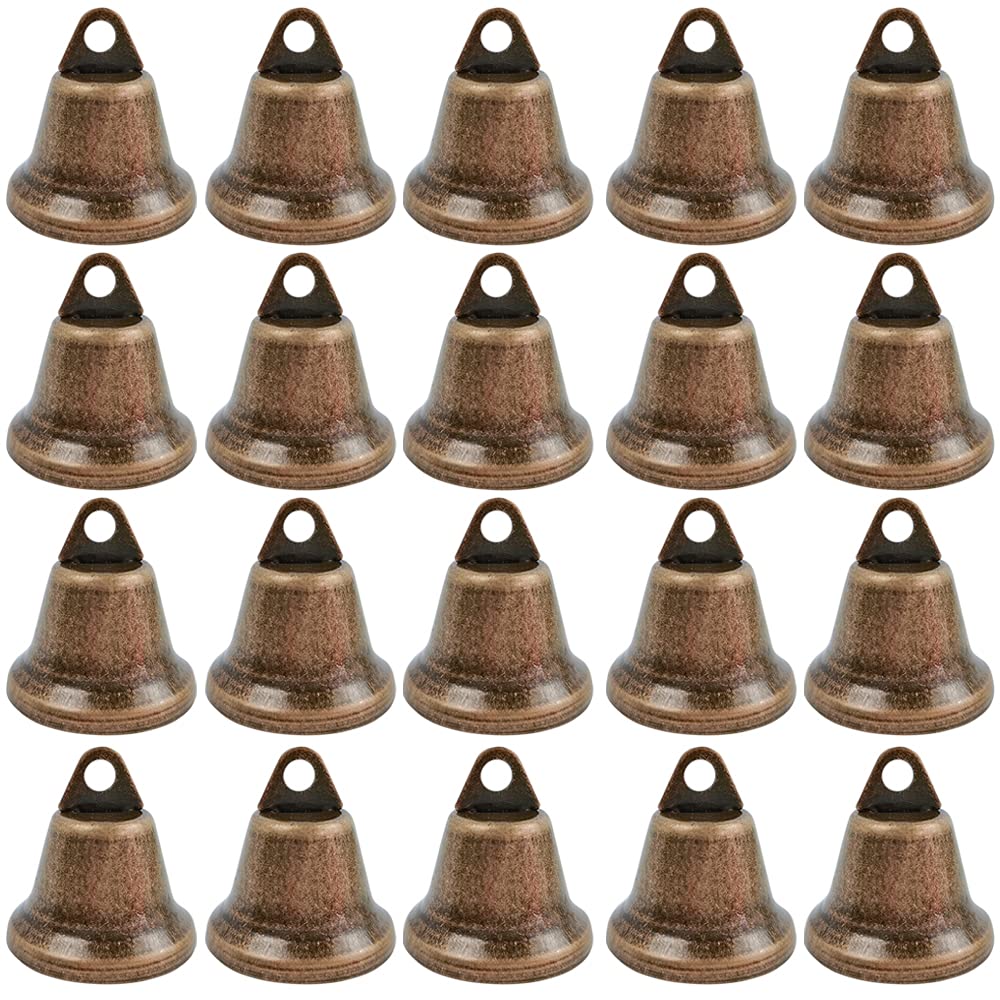 Vintage Bronze Bell - 20 Pieces 38 mm Metal Small Bells for Dogs, Door, Christmas, Wind Chimes Making