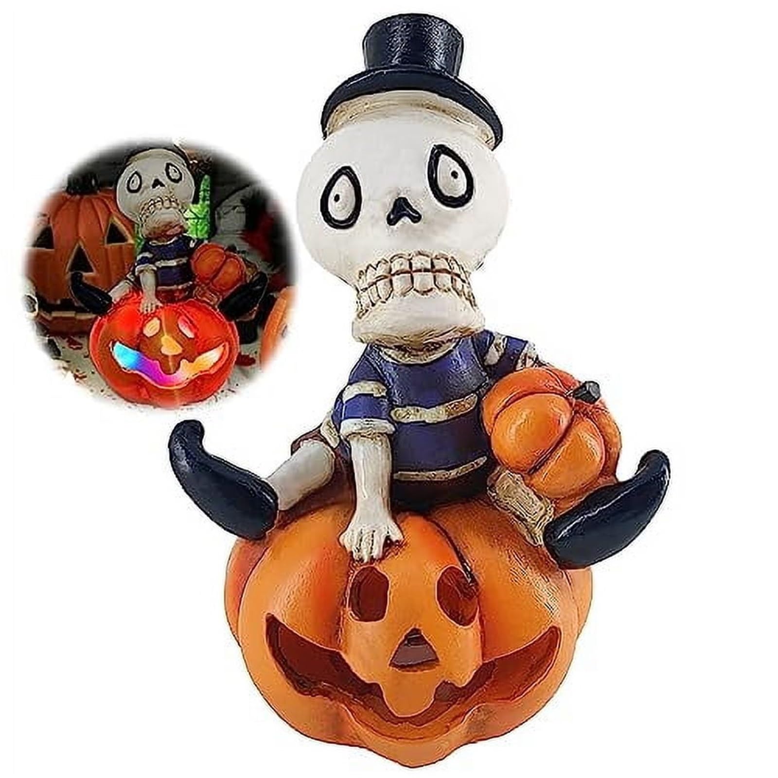 Halloween Pumpkin Skull Lantern, LED Skull Pumpkin Night Lantern, Halloween Decoration(Skull)