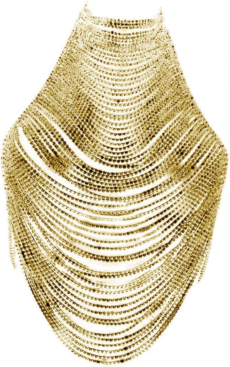 Rhinestone Body Chain Adjustable Gold Alloy Chest Jewelry for Bikini Party Festival Summer