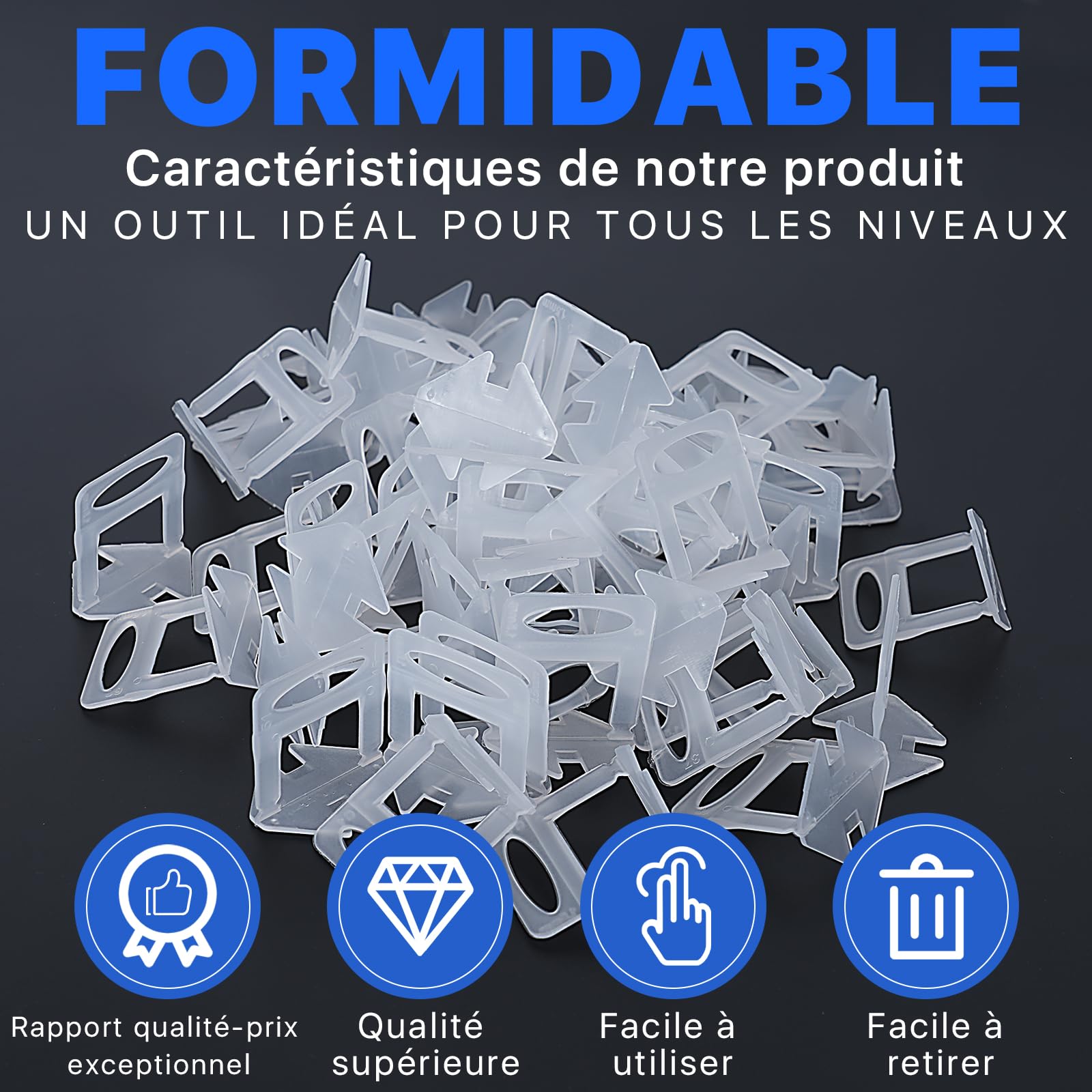 1100 clip per sistema di livellamento piastrelle 3mm, distanziatori per posa di piastrelle in ceramica e pietra naturale – set livellamento fai-da-te per un allineamento perfetto (3mm, 1100 pezzi)