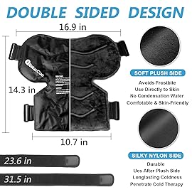 RelaxCoo XL Shoulder Ice Pack Rotator Cuff Cold Therapy, Reusable Gel Ice Wrap for Shoulder Injuries & Pain Relief, Bursitis, Tendonitis, Swelling, Recovery for Man and Women Black