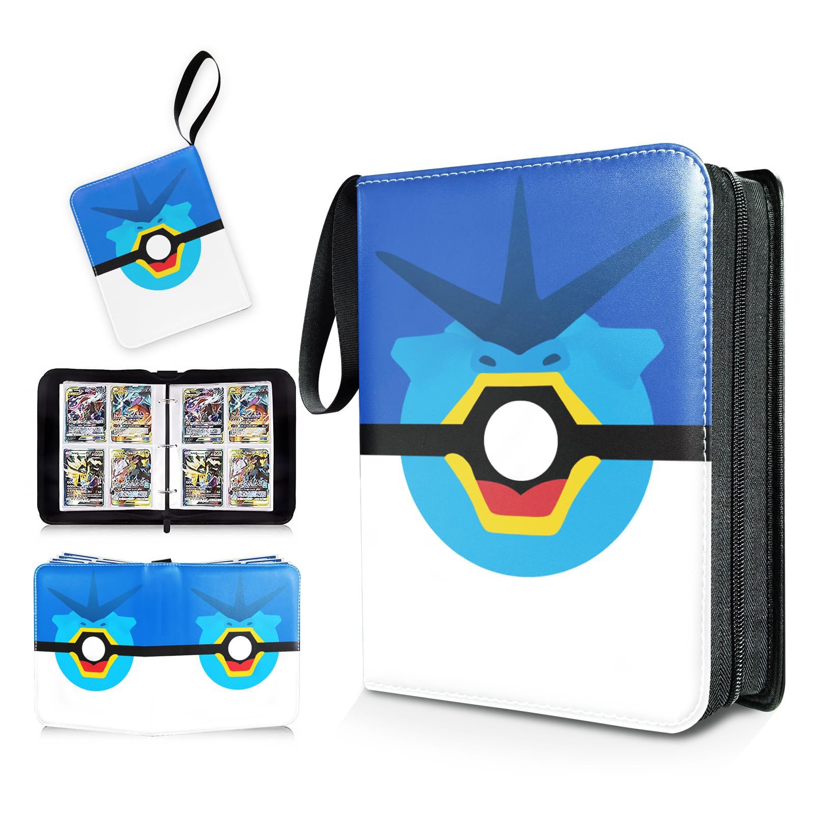 Raccoglitore Per Carte Collezionabili Con 50 Fogli E 400 Tasche - Album In Pelle Con Cerniera, Portatile E Impermeabile Per Magic, Yu-Gi-Oh! E Carte Sportive