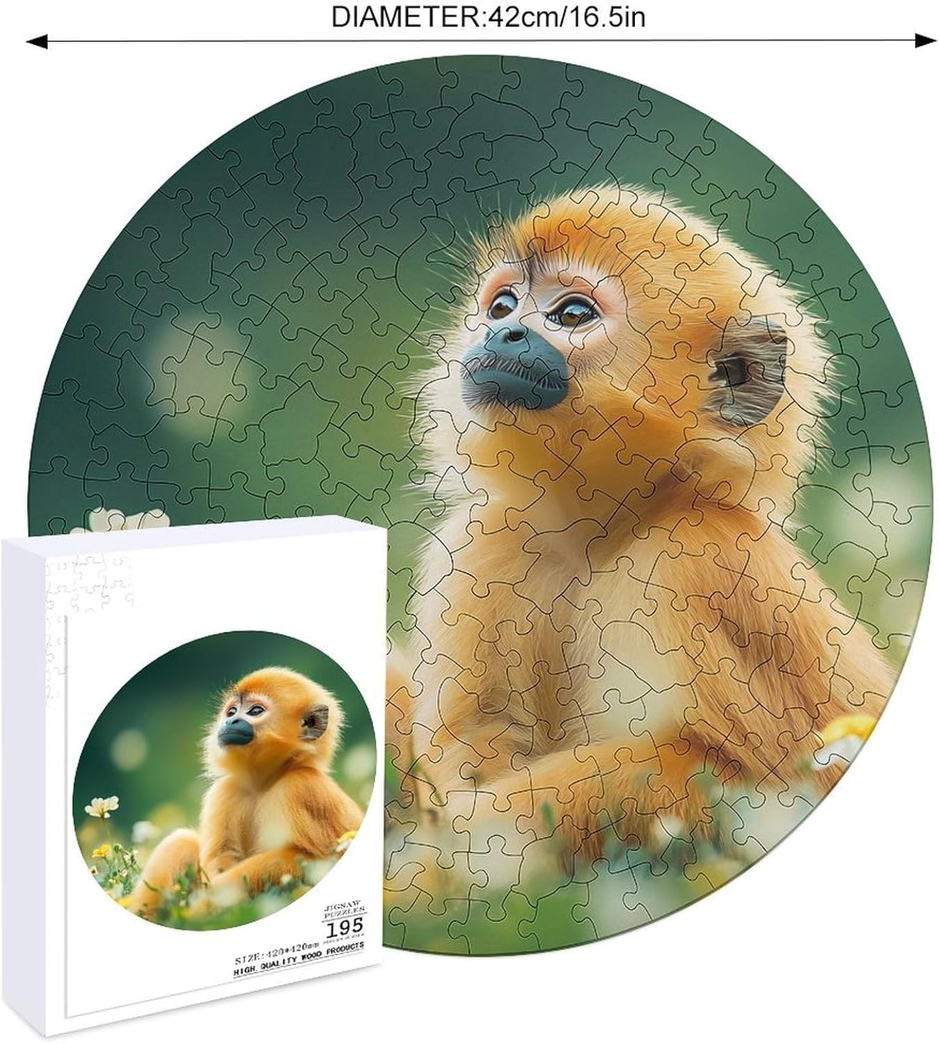Wildlife Baboon Monkey Animal Wooden Puzzles Irregular Animal Shaped Jigsaw Puzzle Fun Family Game 195 PCS