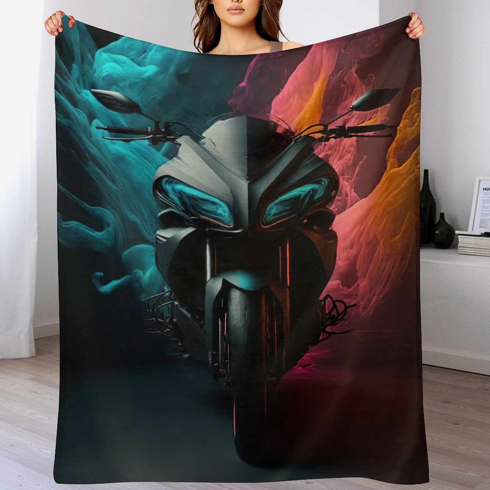 Couverture canapé moto impression 3D pour vos soirées cocooning