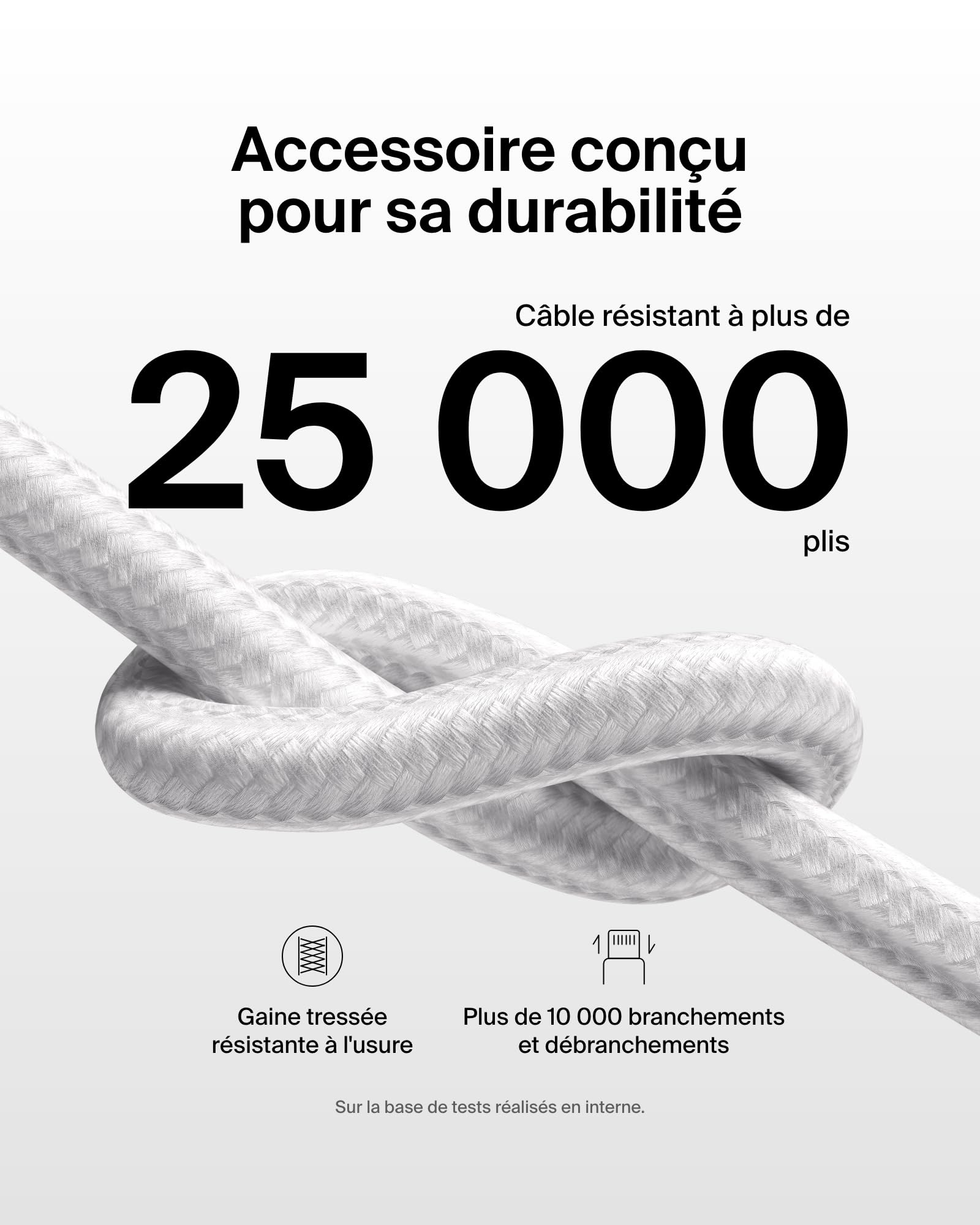 Belkin Pack de 2 Câbles USB-C à gaine tressée avec connecteur Lightning (1,5 m, doux au toucher, souple, recharge rapide, pour iPhone 14 et version antérieure, iPad 9e gén., AirPods, blanc)