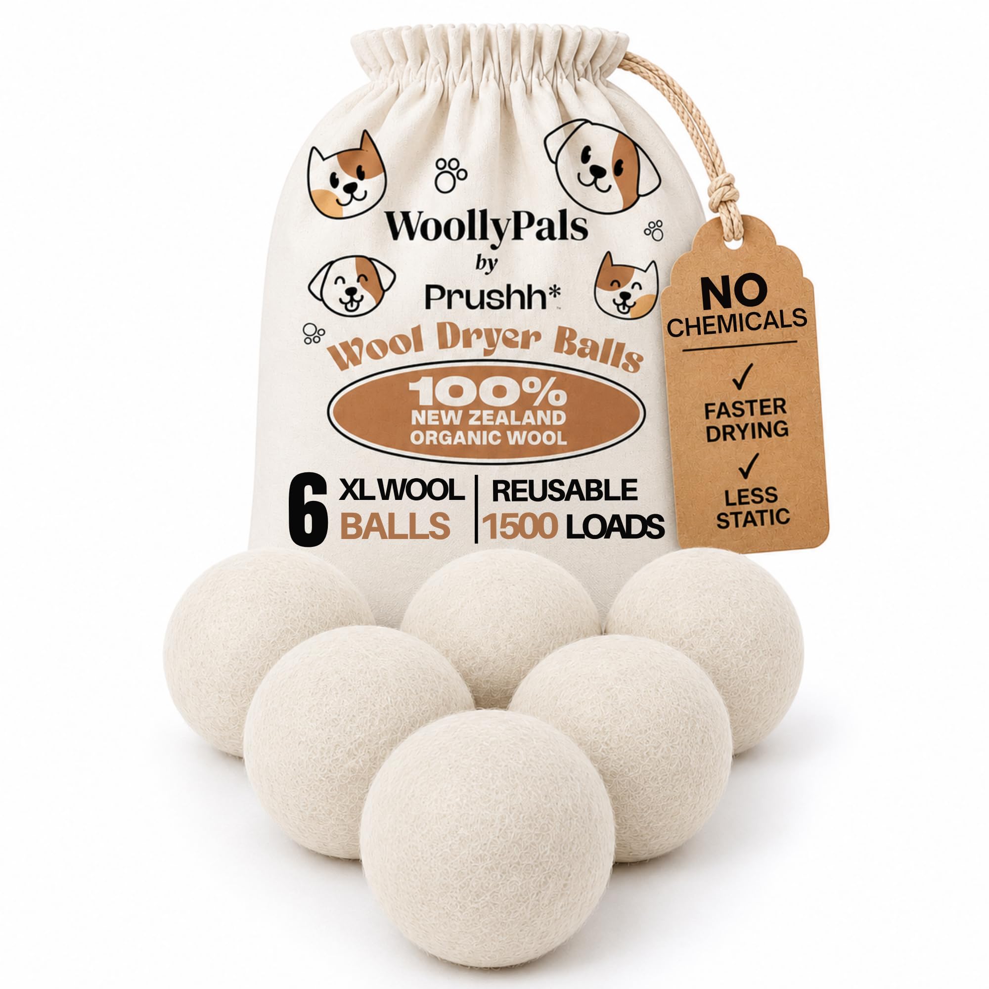 WoollyPals Dryer Balls 6-Pack