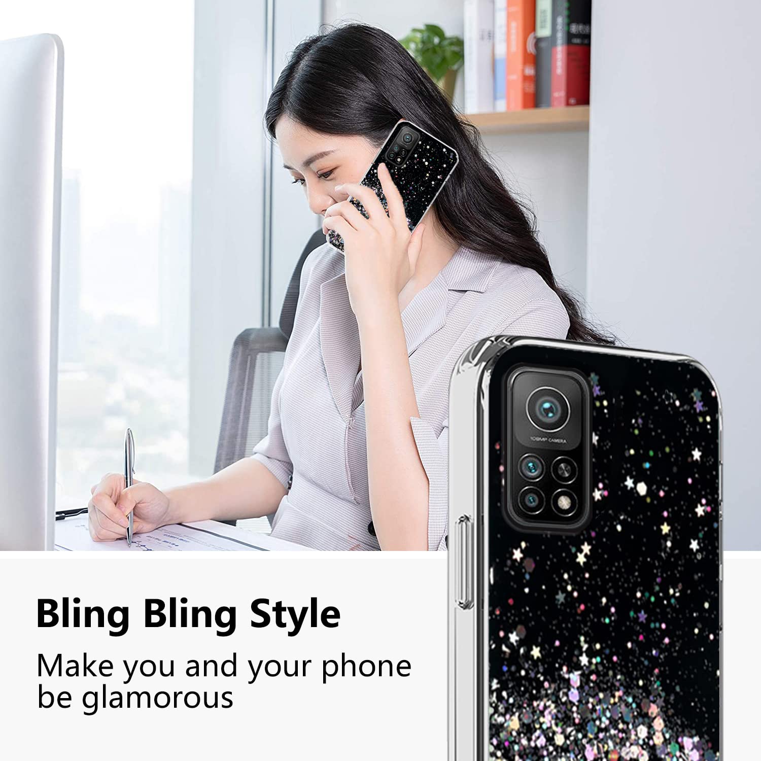 KBIKO-zxl Cover per Xiaomi Mi 10T Pro Custodia, Glitter Bling Liquido Custodia Ragazze Donne TPU Silicone Protettivo Morbido Brillantini Quicksand Case per Xiaomi Mi 10T / 10T Pro.Purple YBL