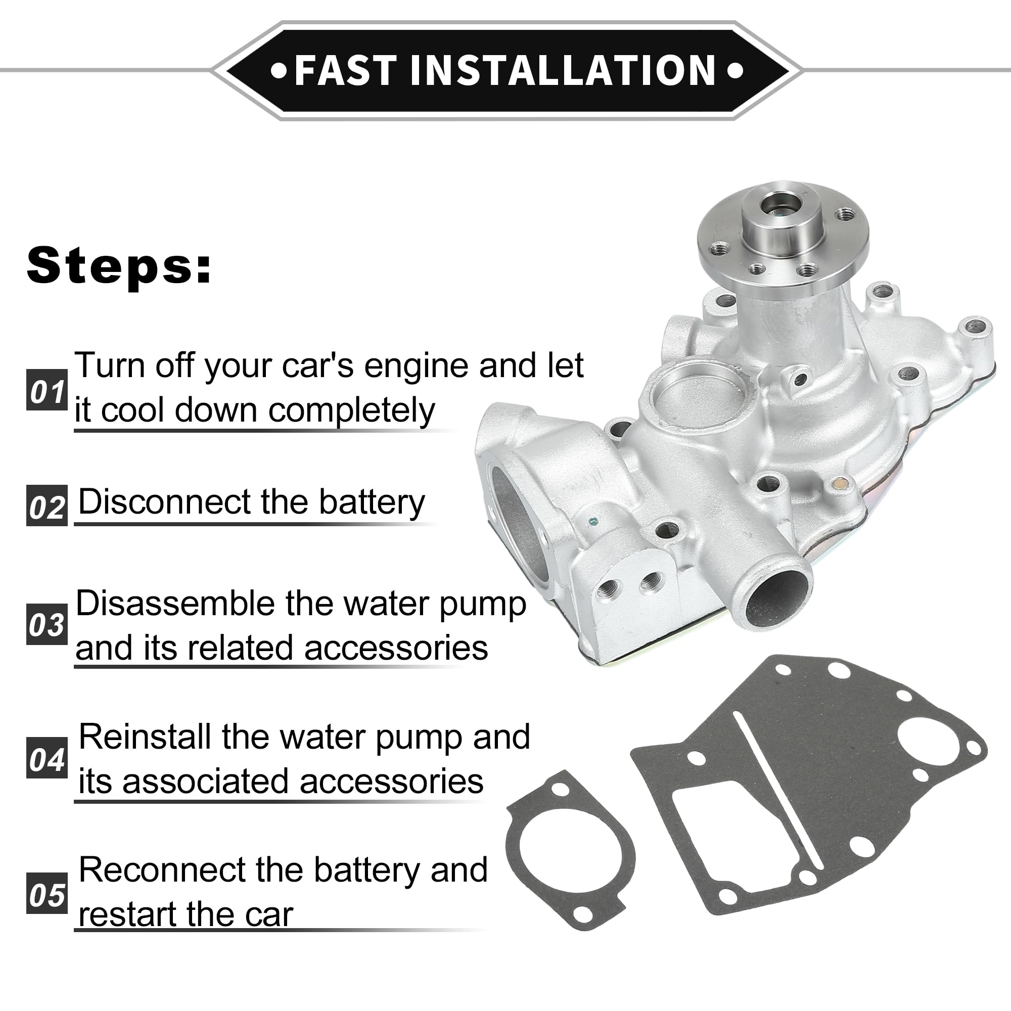 Kit Pompa Dell'Acqua Per BMW X5 20-23 1Pc | Metallo, Tono Argento, Anteriore, Per Motori 3LD2 4LB1 4LC1 4LE1 4LE2, 2 Guarnizioni, Nuovo