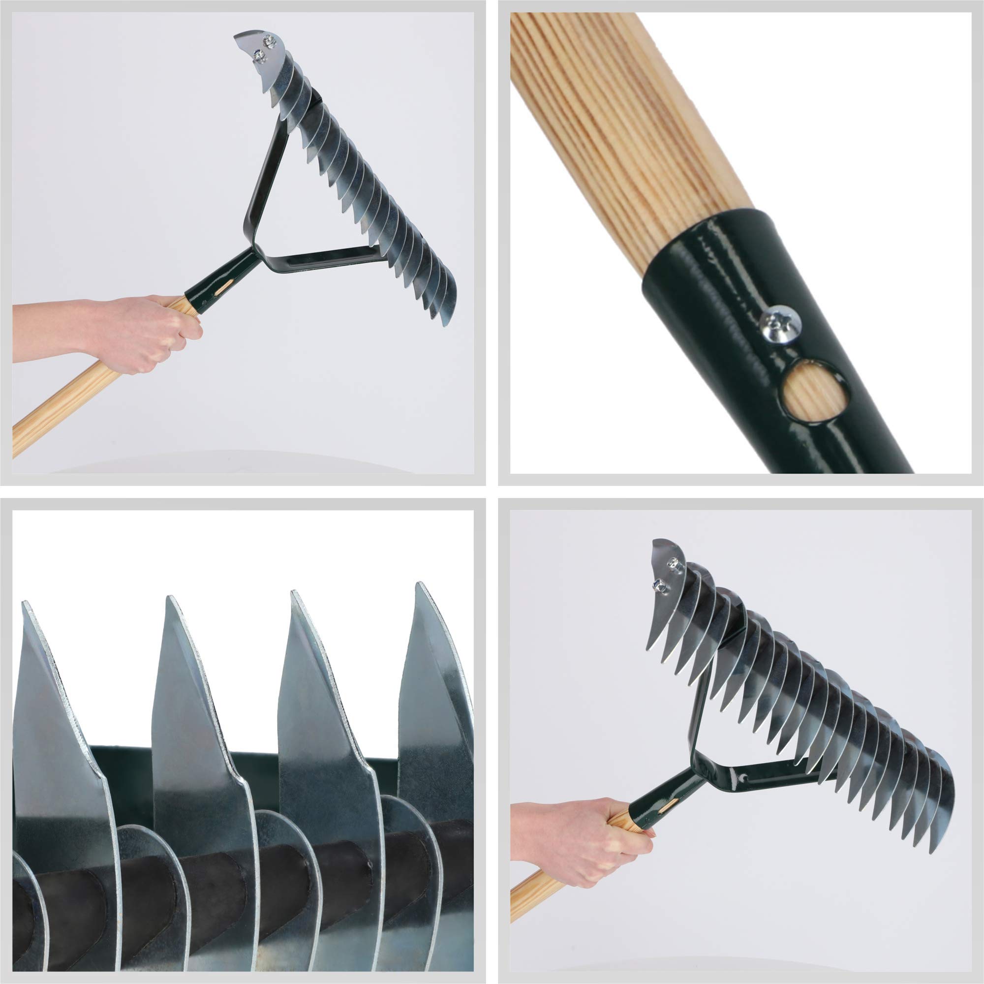 KADAX Scarificateur Manuel avec Manche en Bois et Tête en Acier, Aérateur de Gazon et Sol, Outil d'Aération et de Déchaumage pour Jardin et Pelouse