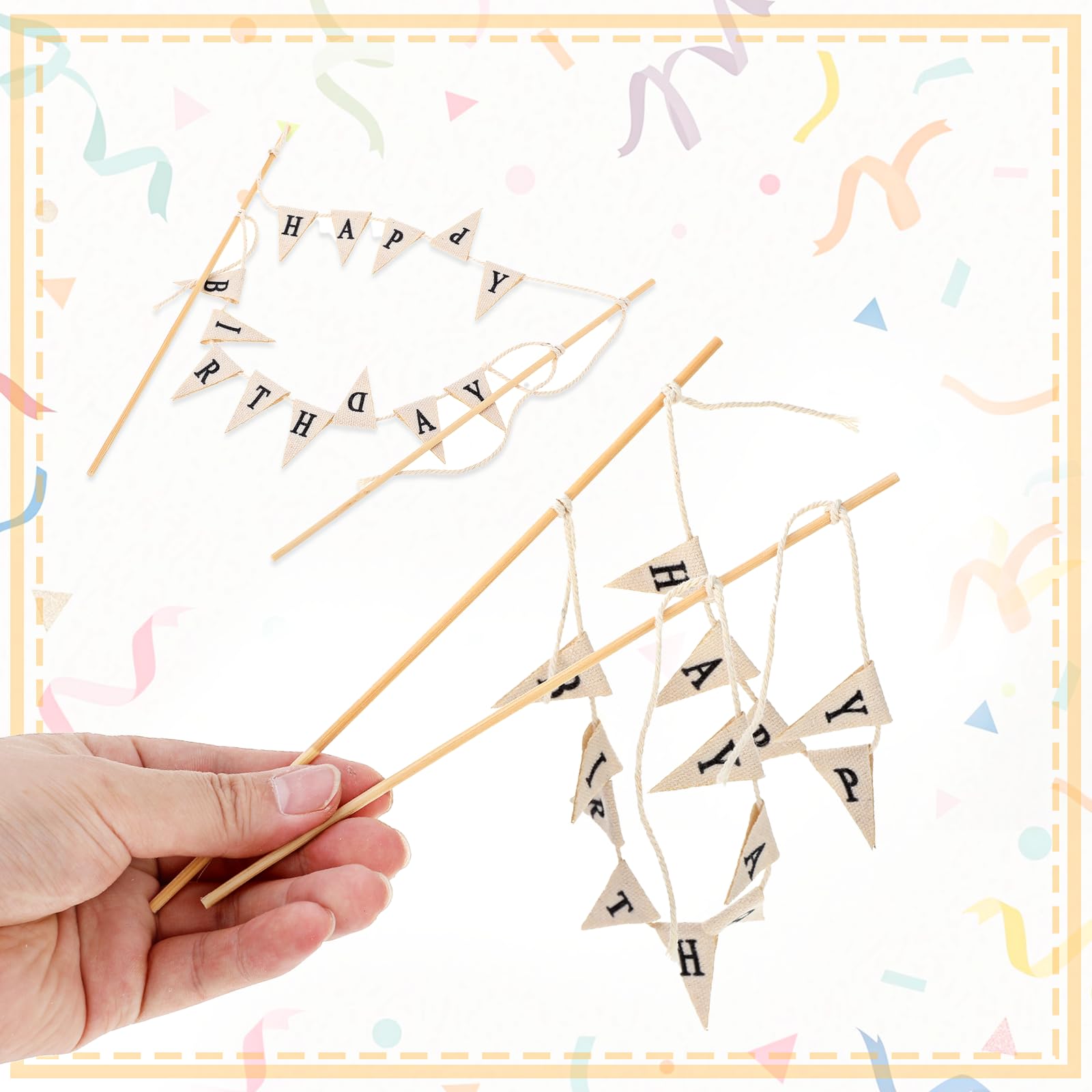 Gelukkige verjaardag taarttopper kleine vlaggenlijn Happy Birthday taarttopper banner gepersonaliseerde Happy Birthday-topper voor taartdecoratie, Happy Birthday-teken voor taartslinger, slinger