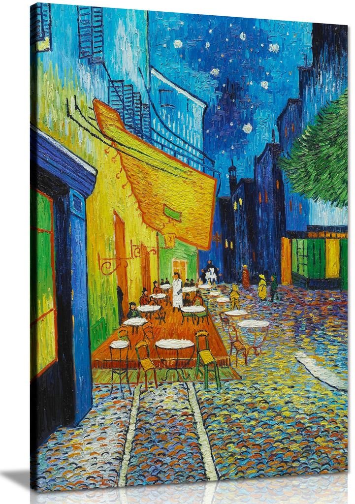Panther Print Blue Sky Vincent Van Gogh The Cafe? Terrace On The Place Du Forum Canvas Wall Art Picture Print (24X16)
