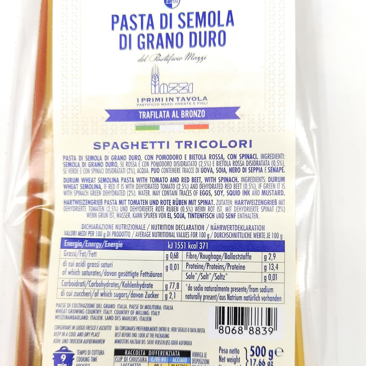 LA TRAFILATA lunghi Spaghetti Tricolori/Lange Spaghetti Tricolori 60cm - 500g x16
