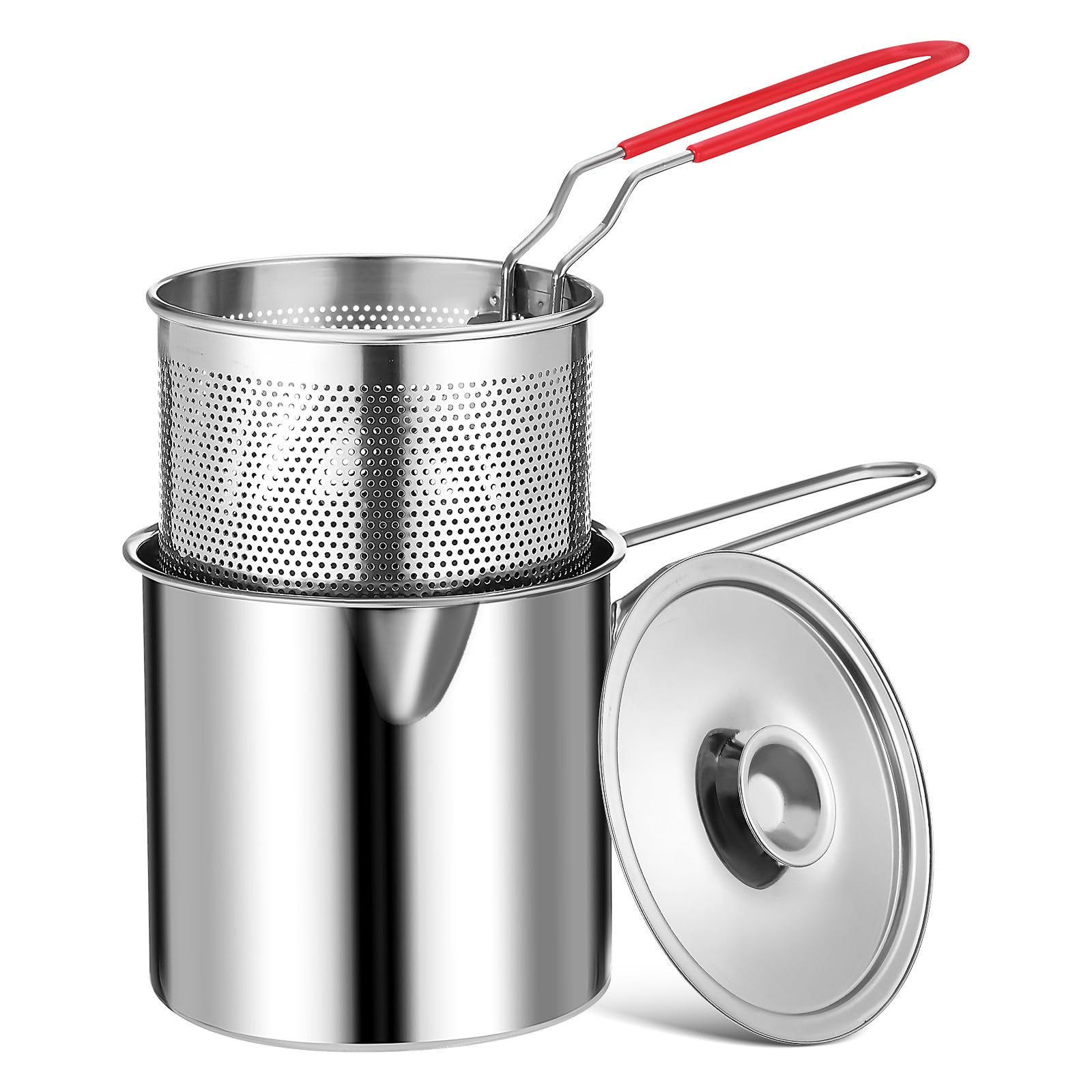 Friteuse 12l inox 304 POPETPOP, ensemble compact 3 pièces durable