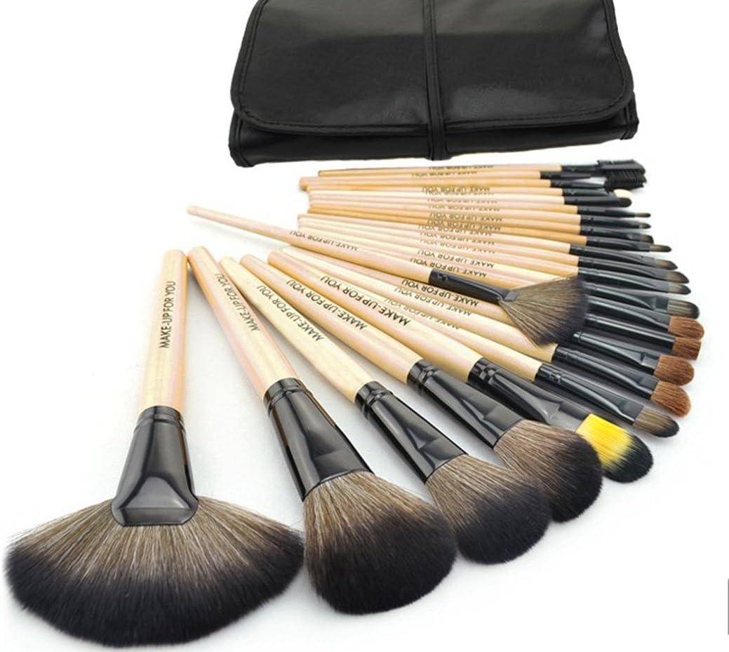 TKY Stylish 24pcs Cosmetic Makeup Brush Set Royal Makeup Cosmetic Case Beauty Tool Kits with Leather Bag RS-P