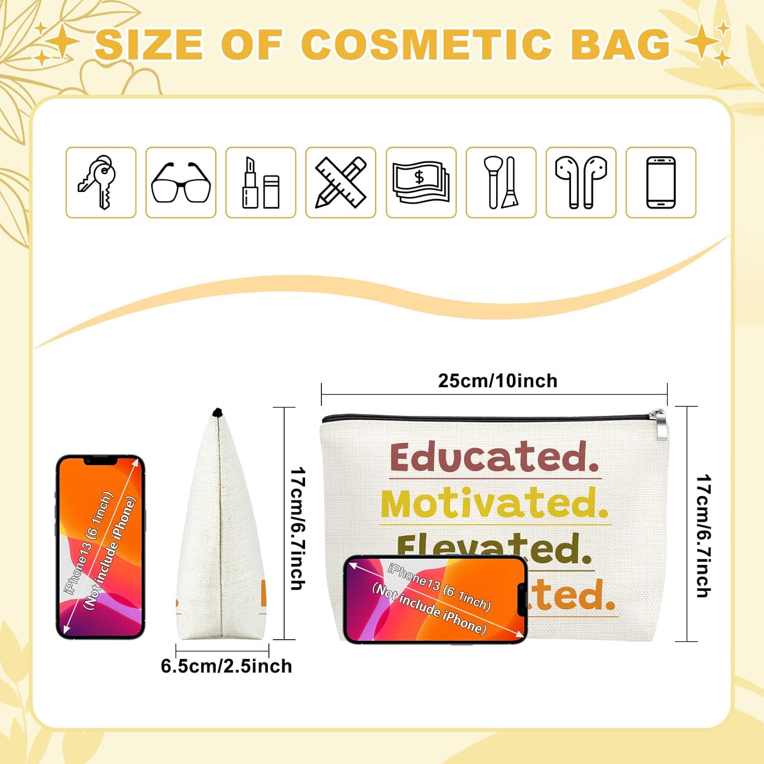 Mxrymvu Inspirational Black Women Gifts African American Makeup Bag Positive Affirmations Gifts for Black Women Cosmetic Bag Encouragement Gift for Friends Sisters Melanin Makeup Travel Toiletry Bags - Image 3