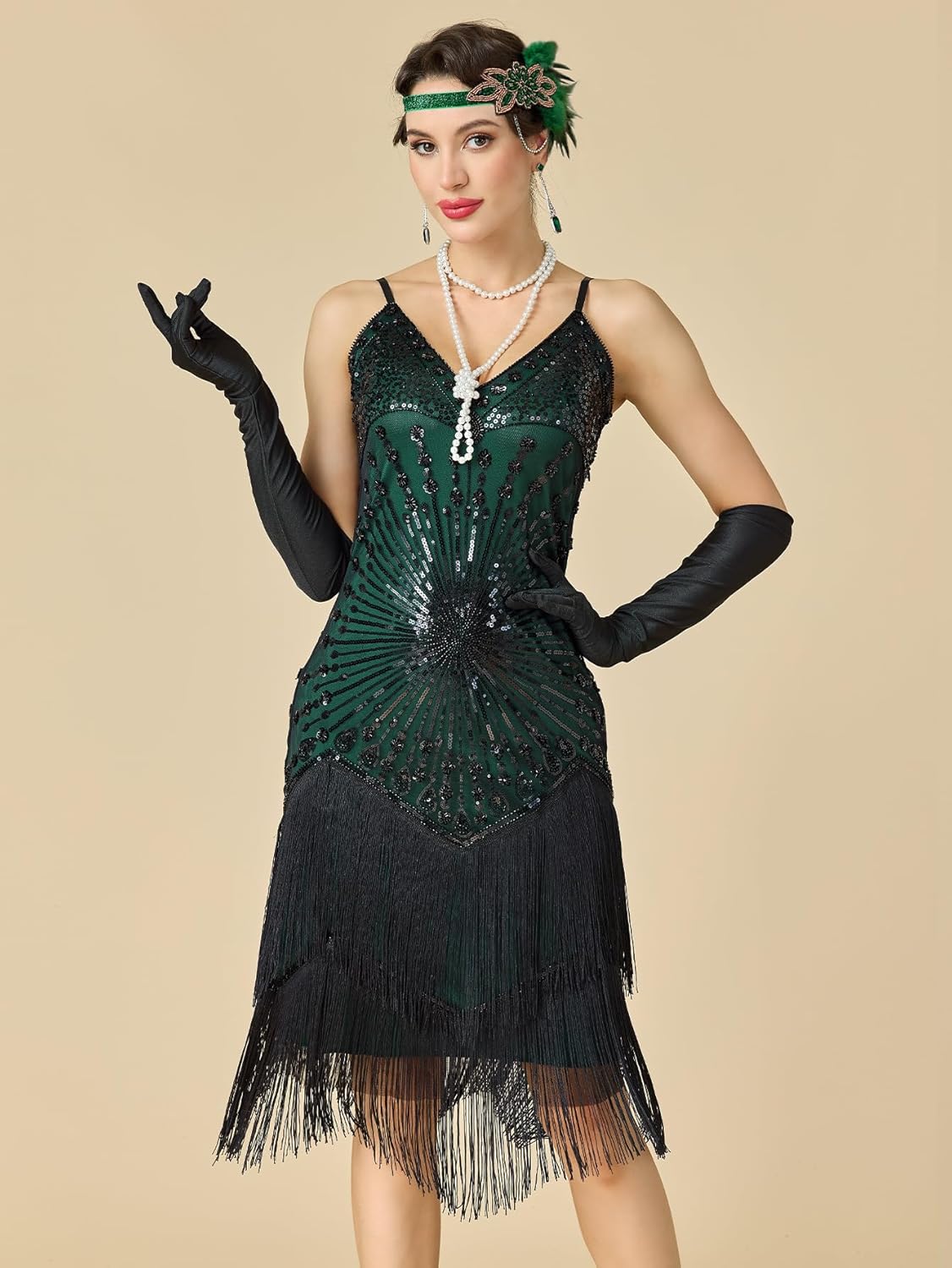 Women's Flapper Dresses 1920s,Great Gatsby Dresses Sequin Fringe Cocktail Dress Roaring 20s Dress for Harlem - Image 2