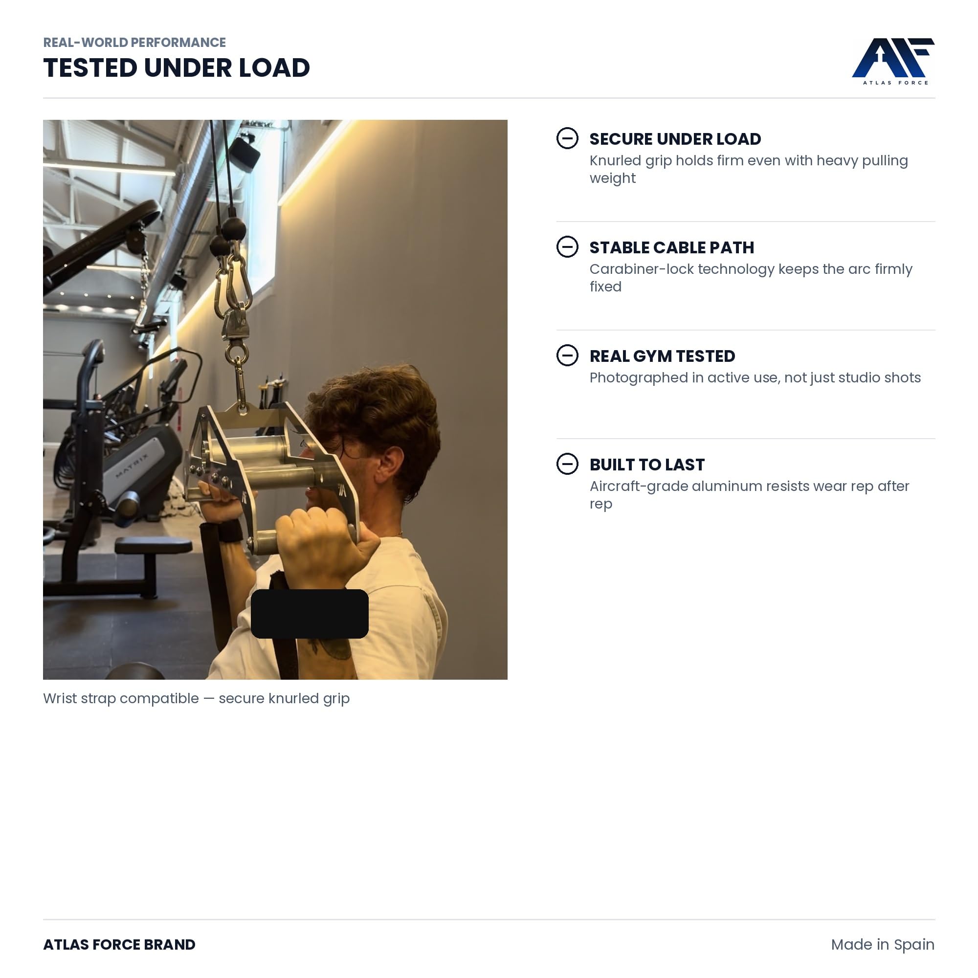 ARC Pull Pro - Accesorio para Cable y Barra en T | Multi-Grip 3 en 1 | 4 Posiciones de Agarre | Agarre Neutro | Ranura para Barra olímpica | Aluminio CNC | Fabricado en España