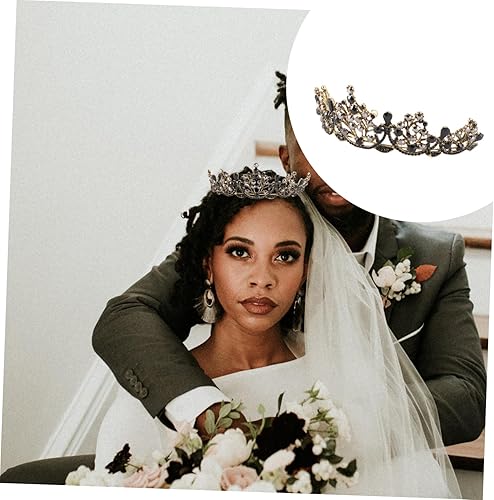 Miniatura 9 de Beaupretty 1 diadema barroca retro negra con diamantes de imitación, accesorios negros para mujer, diadema de princesa con diamantes de imitación,
